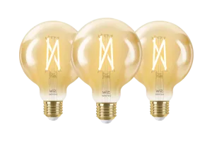 WiZ Smart Filament lamp Globe 3-pack - Warm tot Koelwit Licht - E27