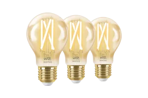 WiZ Smart Filament lamp Standaard Goud 3-pack - Warm tot Koelwit Licht - E27