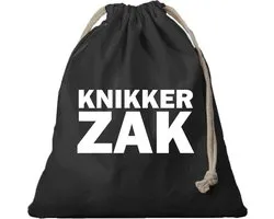 1x Katoenen canvas knikkerzak zwart met sluitkoord voor jongens en meisjes - Opbergzakje knikkers - Grote knikkerzaken