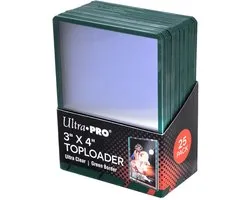 25 toploader green border ultra pro 3" X 4"