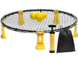 2BEHOME Roundnet set Met LED-Strip inclusief 3 ballen, ballenpomp en handige meeneemtas - Geschikt voor Roundball/Spikebal - Geel