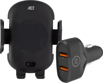 ACT Telefoonhouder Auto Luchtrooster/Dashboard met Draadloos Opladen + Oplader 18W