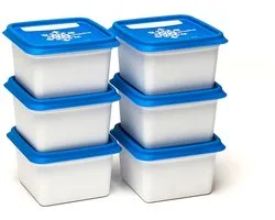 Alaska diepvriesdozen - 6x200ml - Diepvries vershousbakjes - Stapelbare bewaarbakjes - BPA-vrij - Microgolfoven veilig - Wit&Blauw