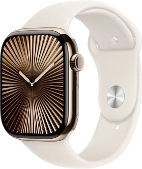 Apple Watch Series 10 4G 46mm Titanium Goud Sportband S/M