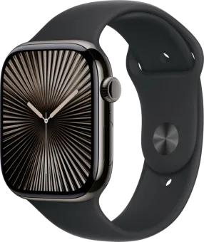 Apple Watch Series 10 4G 46mm Titanium Zwart Sportband S/M