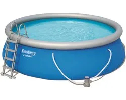 Bestway - Fast Set - Opblaasbaar zwembad inclusief filterpomp en zwembadtrap - 457x122 cm - Rond