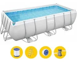 Bestway Power Steel - Opzetzwembad inclusief filterpomp en zwembadtrap - 404 x 201 x 100 cm - Rechthoekig