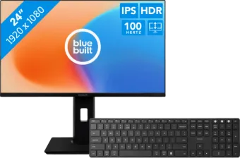 BlueBuilt 24 inch Full HD + BlueBuilt Draadloos Bluetooth Toetsenbord Pro QWERTY