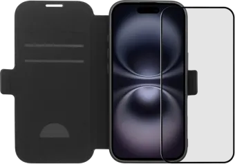 BlueBuilt Apple iPhone 17 Book Case Leer Zwart + BlueBuilt iPhone 17 Screenprotector Glas
