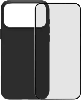 BlueBuilt Back Cover iPhone 17 Pro Max Zwart + BlueBuilt iPhone 17 Pro Max Screenprotector Glas