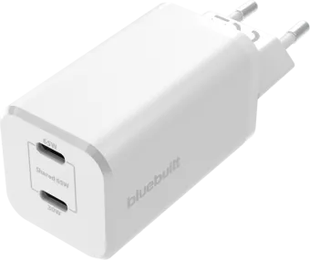 BlueBuilt Power Delivery Oplader met 2 Usb C Poorten 65W Wit