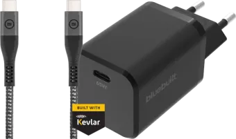 BlueBuilt Power Delivery Oplader met Usb C Poort 65W Zwart + Usb C naar Usb C kabel 1,5m