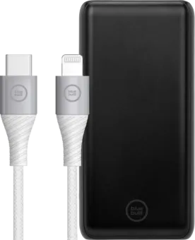 BlueBuilt Powerbank met Snelladen 20.000 mAh + Lightning Kabel 1,5m Nylon Wit