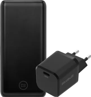 BlueBuilt Powerbank met Snelladen 20.000 mAh + Oplader 30W Zwart