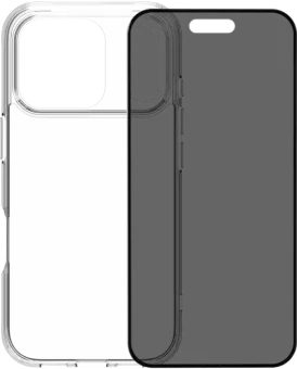 BlueBuilt Protective Back Cover iPhone 17 Pro Transparant + BlueBuilt iPhone 17 Pro Privacy Screenprotector Glas