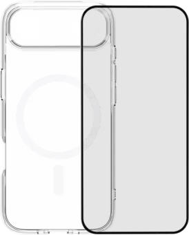 BlueBuilt Protective Back Cover met MagSafe iPhone 17 Air Transparant + BlueBuilt iPhone 17 Air Screenprotector Glas