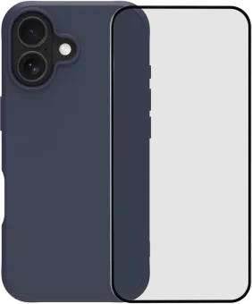 BlueBuilt Protective Back Cover met MagSafe iPhone 17 Blauw + BlueBuilt iPhone 17 Screenprotector Glas