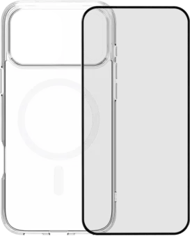 BlueBuilt Protective Back Cover met MagSafe iPhone 17 Pro Max Transparant + BlueBuilt iPhone 17 Pro Max Screenprotector Glas