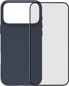 BlueBuilt Protective Back Cover met MagSafe iPhone 17 Pro Max Blauw + BlueBuilt iPhone 17 Pro Max Screenprotector Glas