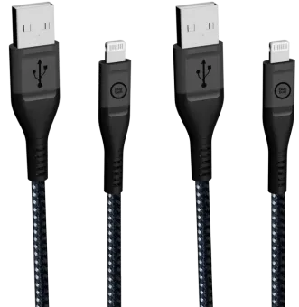 BlueBuilt Usb A naar Lightning Kabel 1,5m Kevlar Zwart Duo Pack