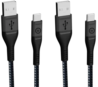 BlueBuilt Usb A naar Usb C Kabel 1,5m Kevlar Zwart Duo Pack