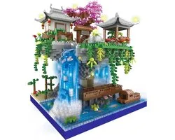 Bouwstenen Boomhut Tuin - Micro Bouwstenen - Japanse tuin - Waterval Licht - Diy - Kersenbloesem - Speelgoed - Voor Kinderen Volwassen - Cadeau - Hoge Moeilijkheidsgraad - 3320 Stenen