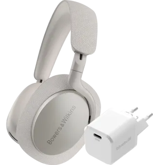 Bowers & Wilkins Px7 S2 Grijs + BlueBuilt Power Delivery Oplader met Usb C Poort 20W Wit