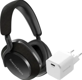 Bowers & Wilkins Px7 S2 Zwart + BlueBuilt Power Delivery Oplader met Usb C Poort 20W Wit