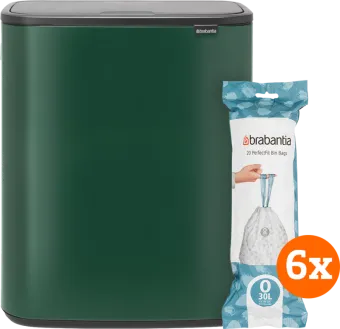 Brabantia Bo Touch Bin 2 x 30 Liter Pine Green + Vuilniszakken (120 stuks)