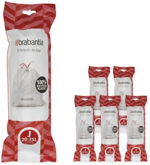 Brabantia PerfectFit Vuilniszakken - 20/25 l - Code J - 6 rollen x 20 stuks Brabantia PerfectFit Vuilniszakken - 20/25 l - Code J - 6 rollen x 20 stuks