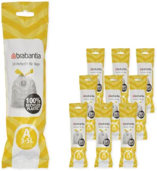 Brabantia PerfectFit Vuilniszakken - 3 l - Code A - 10 rollen x 20 stuks Brabantia PerfectFit Vuilniszakken - 3 l - Code A - 10 rollen x 20 stuks