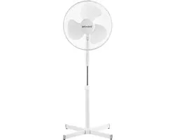 BRASQ Statiefventilator - 40 cm - Wit - In hoogte verstelbaar - 3 snelheden - 40 Watt