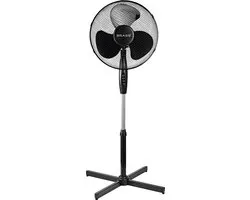 BRASQ Statiefventilator - 40 cm - Zwart - In hoogte verstelbaar - 3 snelheden - 40 Watt