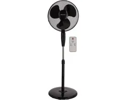 BRASQ Statiefventilator - 40 cm - Zwart - Met Afstandsbediening - Timer - Slaapmodus - In hoogte verstelbaar - Stille Ventilator - 40 Watt