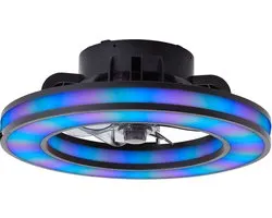 Brilliant Mondello - Plafondventilator - Met verlichting - O 41,5 cm - LED 26W - Wit en RGB kleuren - Dimbaar - Zwart - Zeer stil