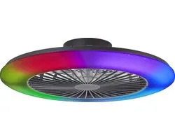 Brilliant Salerno - Plafondventilator - Met verlichting - LED 48W - 3000K-6500K - 58cm - Dimbaar - Zwart- Zeer stil
