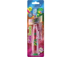 Brush-Baby | KidzSonic | Electrische Tandenborstel (vanaf 3 jaar) | Disco licht | Timer & Pulse | Dino | Rood | Incl. 2 opzetborstels en batterij