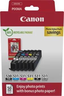 Canon PGI-530/CLI-531 Cartridges + Fotopapier bundel