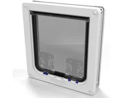 Cat Mate Kattenluik - Groot Kattenluik met 4-standen vergrendeling - 25,2 cm x 23,5 cm - UPVC/Metalen Deur, Muur, Houten Deur - Wit 221W