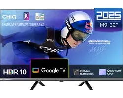 CHiQ L32M9G - Smart TV 32 Inch - HD - Metalen Randloos - Google TV - Dolby Audio - HDMI - 2025 Nieuw