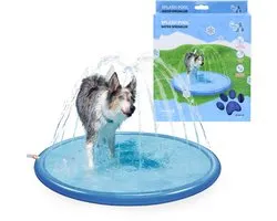 Coolpets hondenzwembad O 100 cm - Hondenbad - Waterfontein hond tuinslang - Spelenderwijs Afkoelen - Zwembad met Sproeier