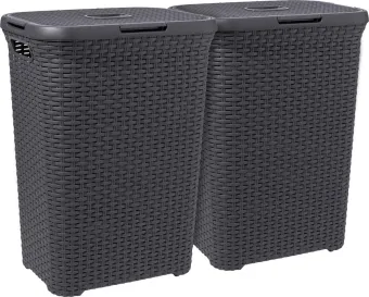 Curver Style Wasmand met Deksel - 60L - 2 stuks - Antraciet
