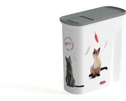 Curver Voedselcontainer Kat - 6L- 2,5KG - 28x12x28cm - Wit/Grijs