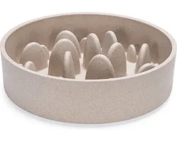 Designed by Lotte Anti Schrokbak Pom - Hondenvoerbak - Slowfeeder hond - Bamboo - Beige - 21 cm - 1430 ml