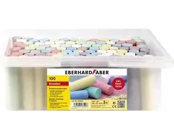 Eberhard Faber stoepkrijt - 100 stuks - in plastic bak - assorti - EF-526599