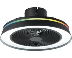 EGLO Vallonia Plafondventilator met lamp - O 48 cm - 3 snelheden - Instelbaar wit licht - RGB - Dimbaar - DC energy saving - Zwart