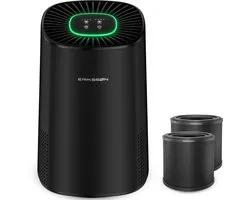Eriksson Luchtreiniger Air Purifier Elite - 2x HEPA-14 Filter - Zwart - 240 m3/u - Helpt tegen stof, hooikoorts, huisstofmijt en allergie - Met Hepa Filter - Met Ionisator