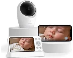 eufy Baby E21 Babyfoon - Baby Monitor - 4K Camera - Hybride Wi-Fi - App- en Monitorbediening - Ultrahelder Nachtzicht - Pan-Tilt - 8* Zoom - Draagbare Camera met Ingebouwde Batterij - ANR - Slimme Waarschuwingen