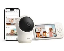 eufy Babyfoon C10 - 2K HD Camera - 4.5" Scherm - Pan & Tilt - Nachtzicht - Wi-Fi of Zonder Wi-Fi - 12 Uur Batterij - Beweging, Huilen & Geluid Detectie - Temperatuur Alarm - 2-weg Praten - VOX