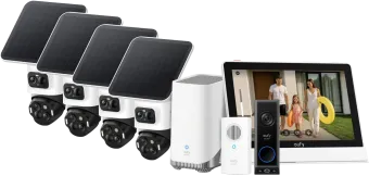 EufyCam S4 4-Pack + HomeBase 3 + Video Doorbell E340 + Smart Display E10
